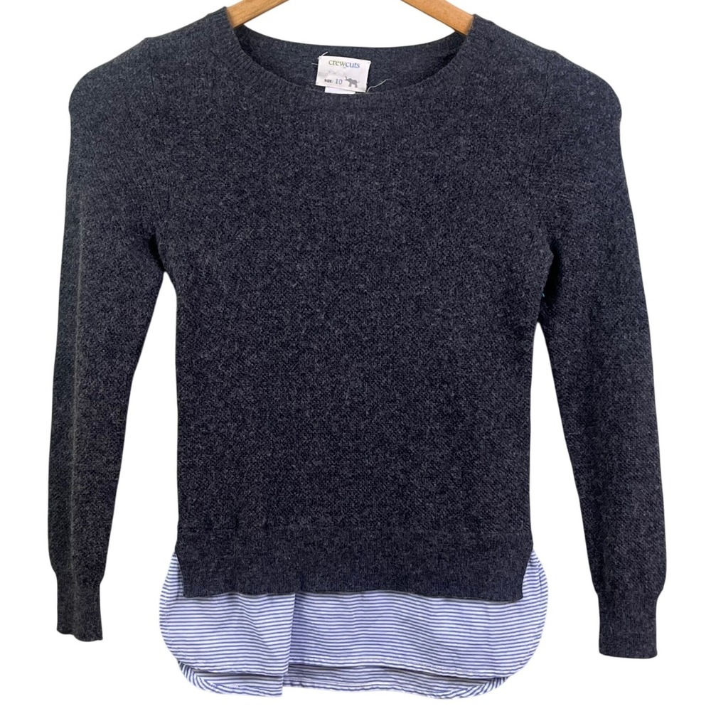 Crewcuts‎ Gray Blue Wool Blend Pull Over Sweater Shirt Size 10 Youth